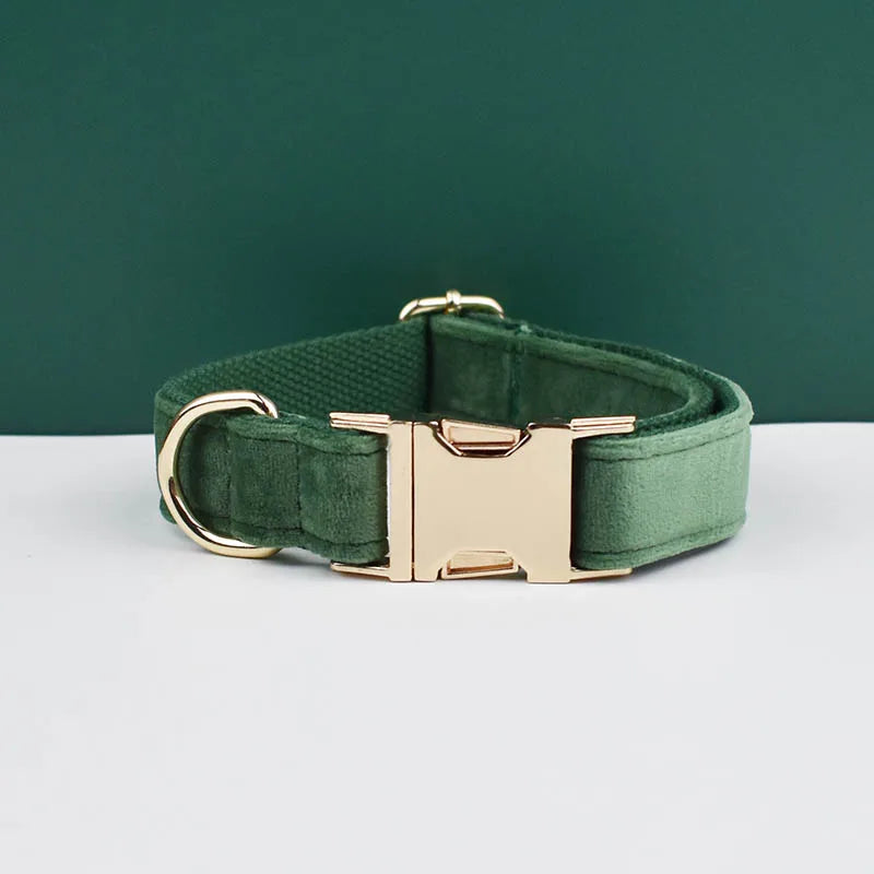 Velvet Adjustable Dog Collar Leash, Gold Dog Collar and Leash Set, Dog Collar Leash and Harness Set Strong Large Dog