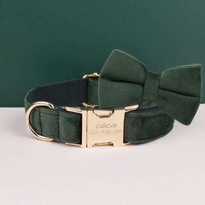Velvet Adjustable Dog Collar Leash, Gold Dog Collar and Leash Set, Dog Collar Leash and Harness Set Strong Large Dog