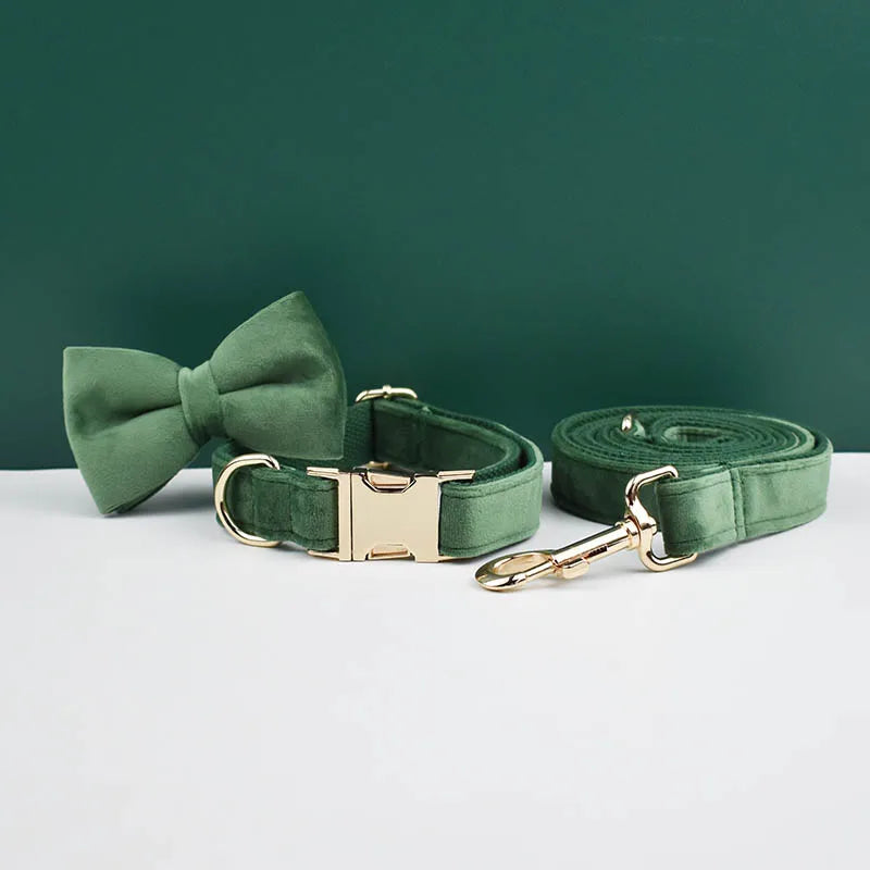 Velvet Adjustable Dog Collar Leash, Gold Dog Collar and Leash Set, Dog Collar Leash and Harness Set Strong Large Dog