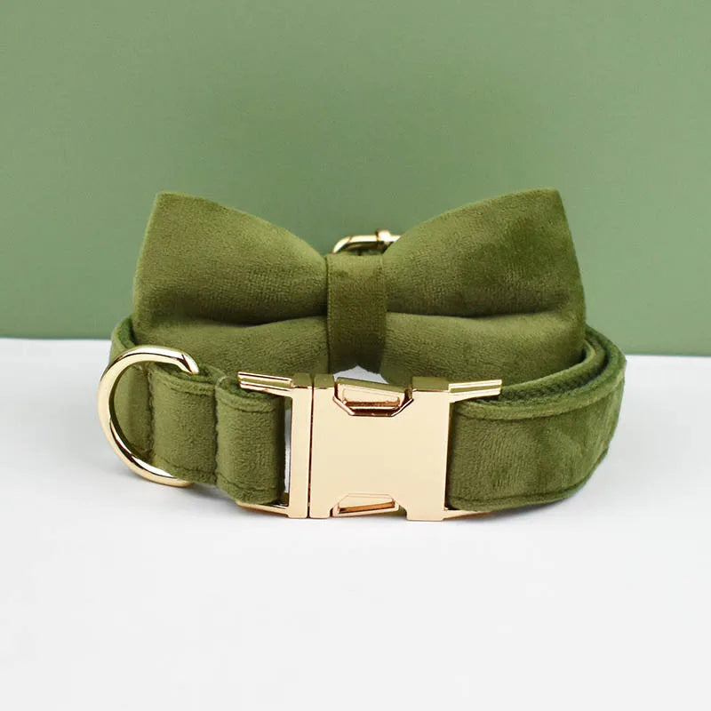 Velvet Adjustable Dog Collar Leash, Gold Dog Collar and Leash Set, Dog Collar Leash and Harness Set Strong Large Dog
