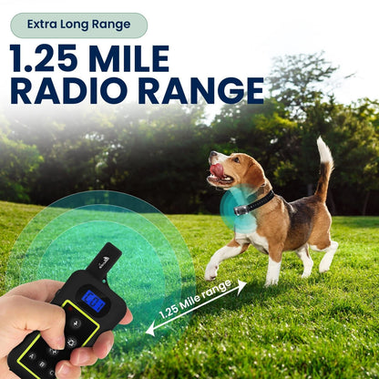 1.25 Mile (6600 Ft) Long Range Dog Training Shock Collar with Remote -