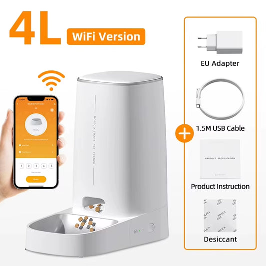 Smart Automatic Cat Feeder with Remote Control and Wi-Fi Connectivity for Cats and Dogs