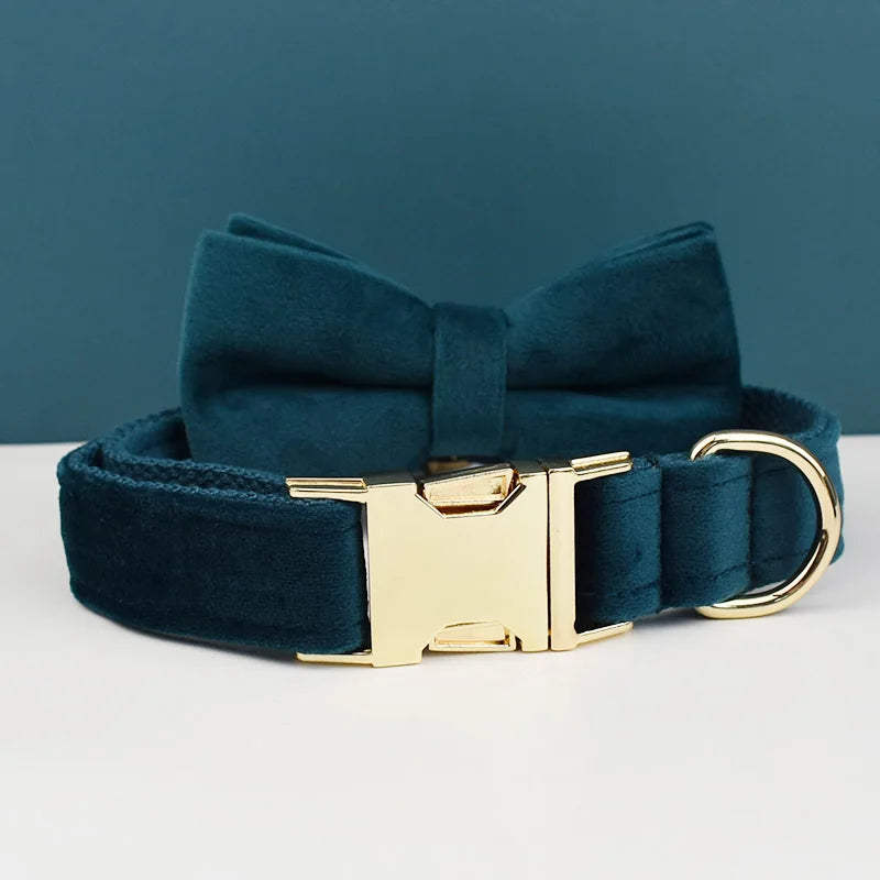 Velvet Adjustable Dog Collar Leash, Gold Dog Collar and Leash Set, Dog Collar Leash and Harness Set Strong Large Dog