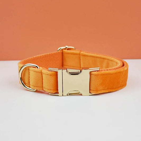 Velvet Adjustable Dog Collar Leash, Gold Dog Collar and Leash Set, Dog Collar Leash and Harness Set Strong Large Dog