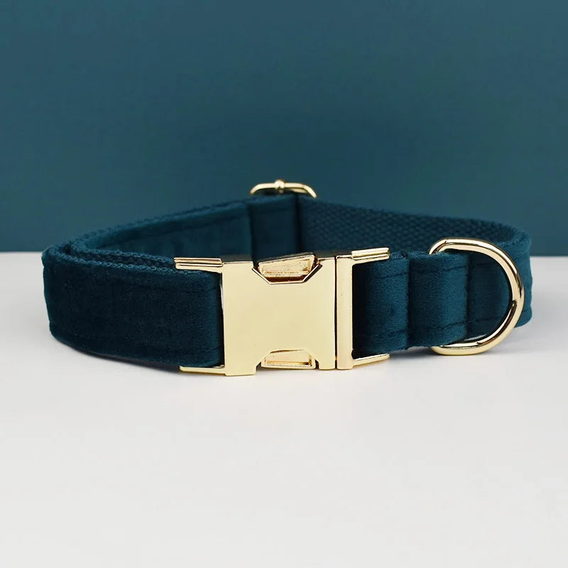 Velvet Adjustable Dog Collar Leash, Gold Dog Collar and Leash Set, Dog Collar Leash and Harness Set Strong Large Dog