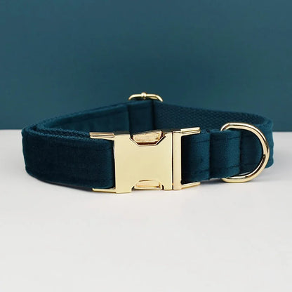 Velvet Adjustable Dog Collar Leash, Gold Dog Collar and Leash Set, Dog Collar Leash and Harness Set Strong Large Dog