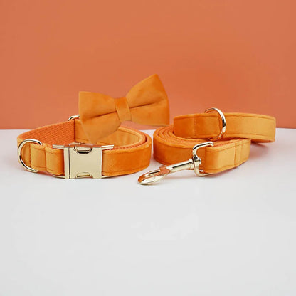 Velvet Adjustable Dog Collar Leash, Gold Dog Collar and Leash Set, Dog Collar Leash and Harness Set Strong Large Dog