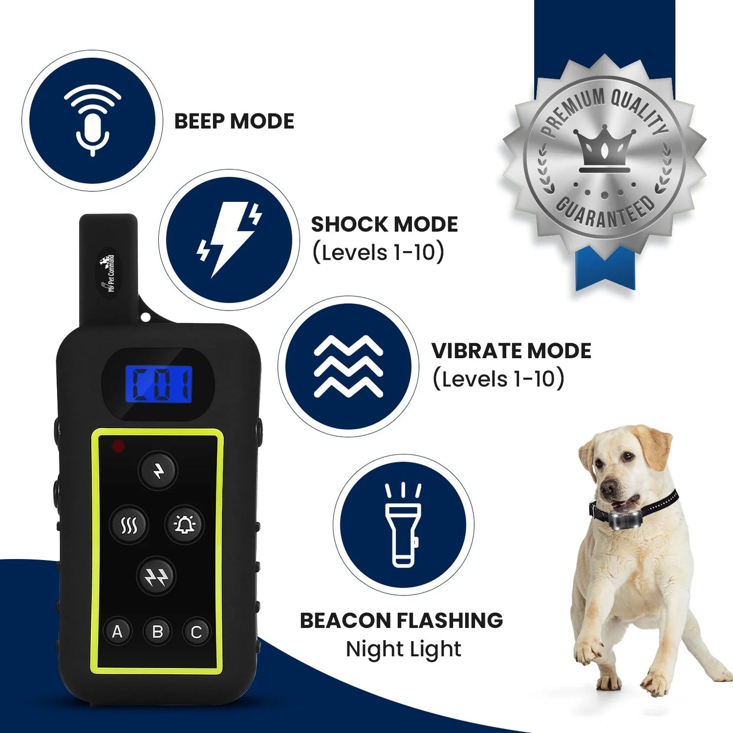 1.25 Mile (6600 Ft) Long Range Dog Training Shock Collar with Remote -