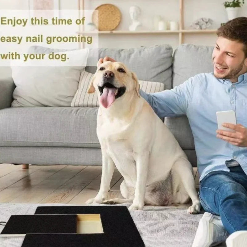 Wooden Pet Scratching Board for Dogs with Built-In Treat Box Nail Trim Pad Pull-Out Design Sandpaper Surface Scratch Toy