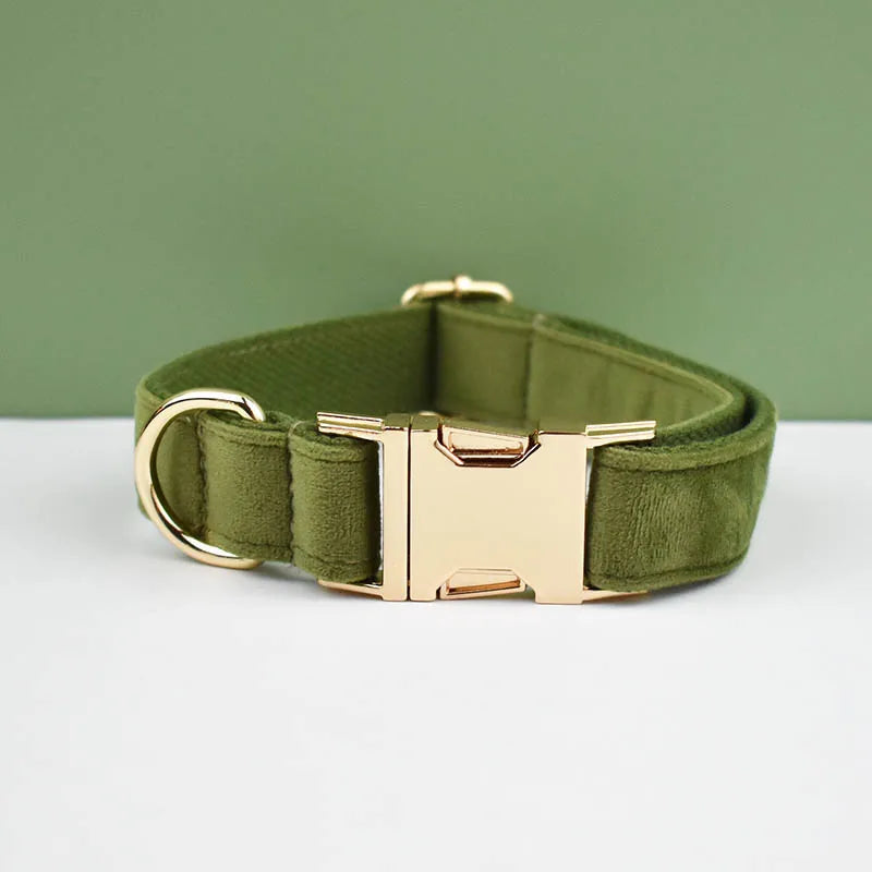 Velvet Adjustable Dog Collar Leash, Gold Dog Collar and Leash Set, Dog Collar Leash and Harness Set Strong Large Dog