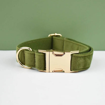 Velvet Adjustable Dog Collar Leash, Gold Dog Collar and Leash Set, Dog Collar Leash and Harness Set Strong Large Dog