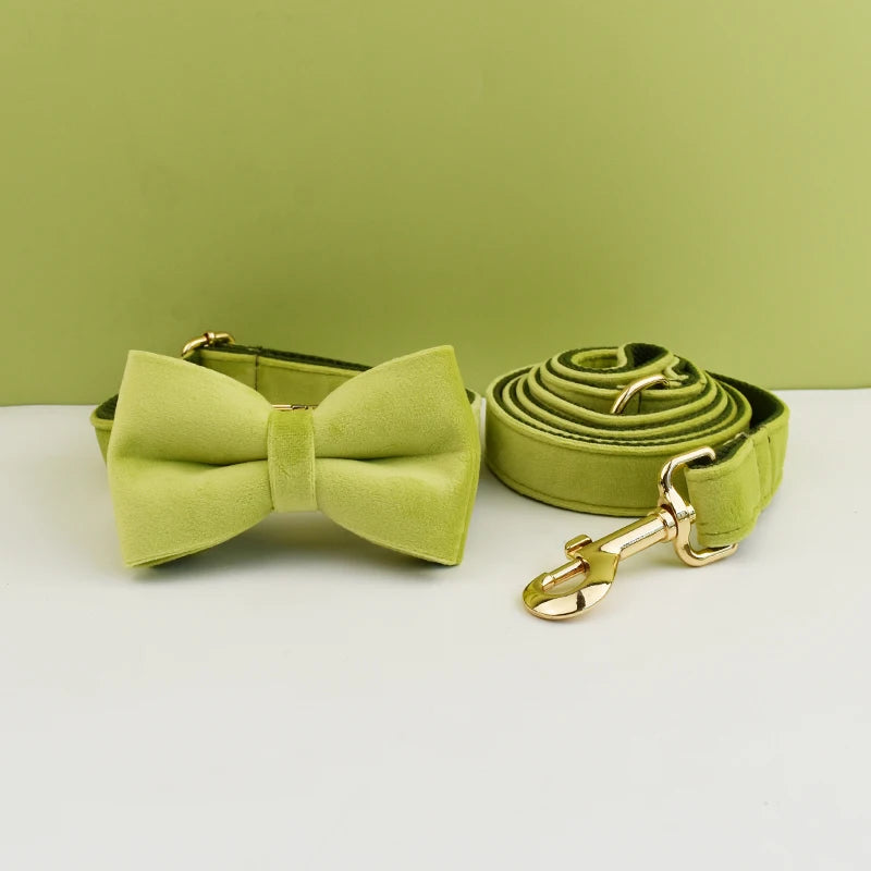 Velvet Adjustable Dog Collar Leash, Gold Dog Collar and Leash Set, Dog Collar Leash and Harness Set Strong Large Dog