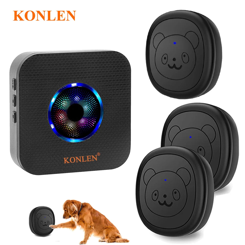 Smart Dog Doorbell Wireless for Potty Training Doggie Food Chime Door Bell Touch Button for Pet Puppy Ring to Go outside KONLEN