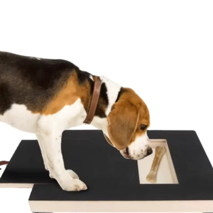 Wooden Pet Scratching Board for Dogs with Built-In Treat Box Nail Trim Pad Pull-Out Design Sandpaper Surface Scratch Toy