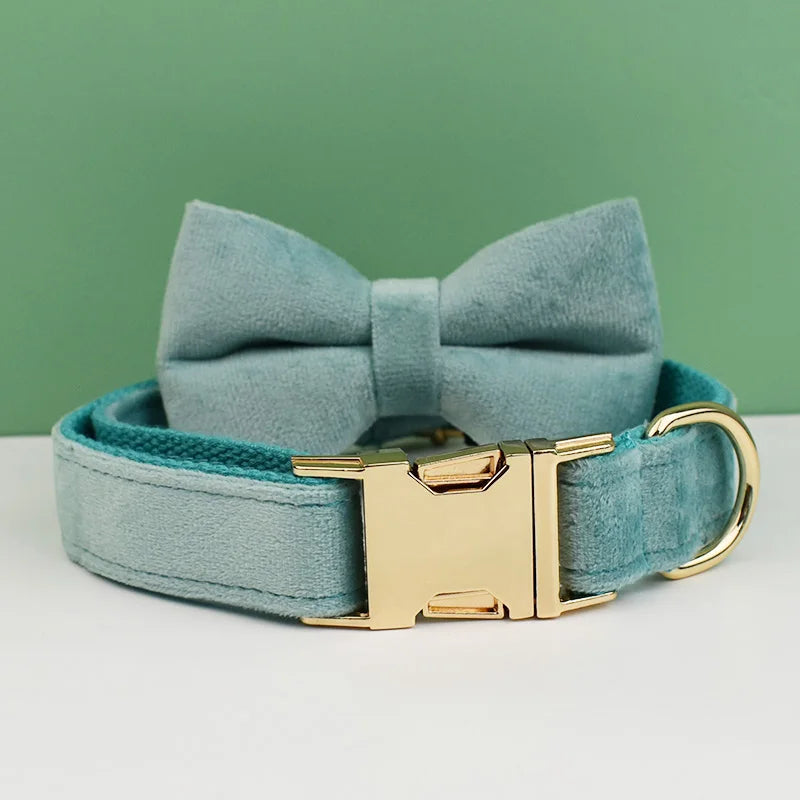Velvet Adjustable Dog Collar Leash, Gold Dog Collar and Leash Set, Dog Collar Leash and Harness Set Strong Large Dog