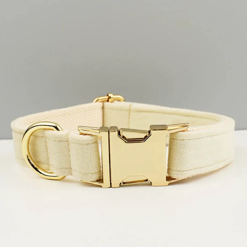 Velvet Adjustable Dog Collar Leash, Gold Dog Collar and Leash Set, Dog Collar Leash and Harness Set Strong Large Dog
