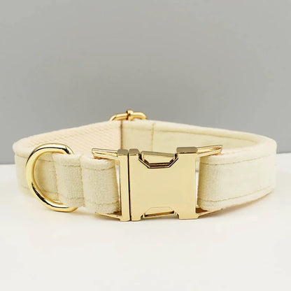Velvet Adjustable Dog Collar Leash, Gold Dog Collar and Leash Set, Dog Collar Leash and Harness Set Strong Large Dog