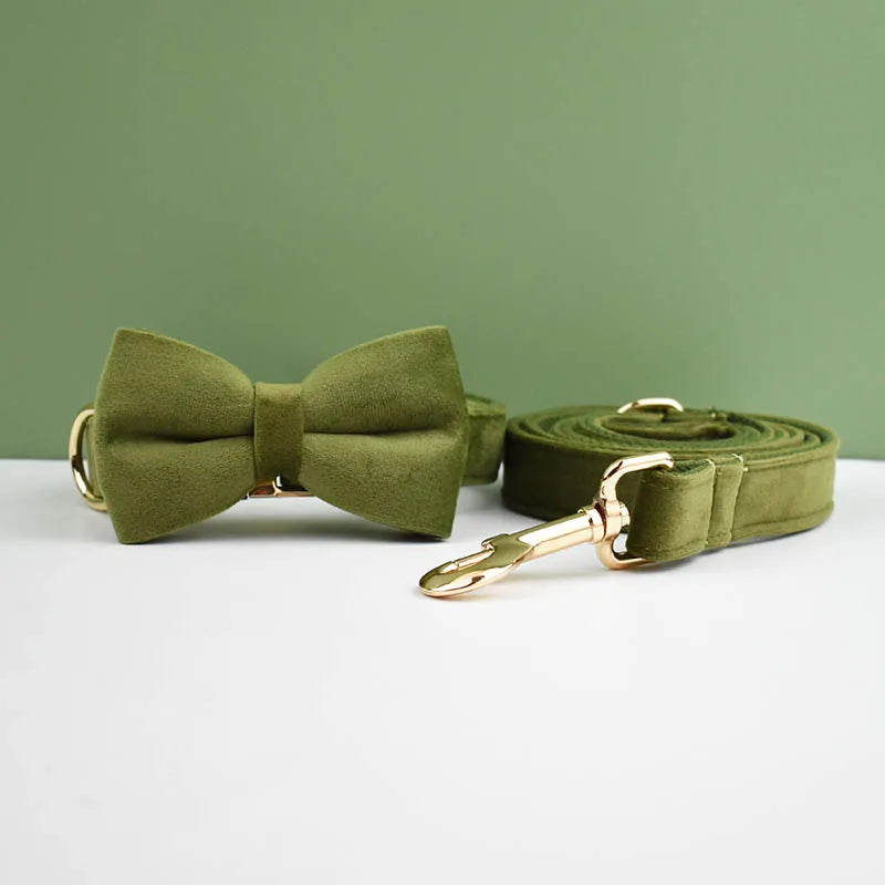 Velvet Adjustable Dog Collar Leash, Gold Dog Collar and Leash Set, Dog Collar Leash and Harness Set Strong Large Dog