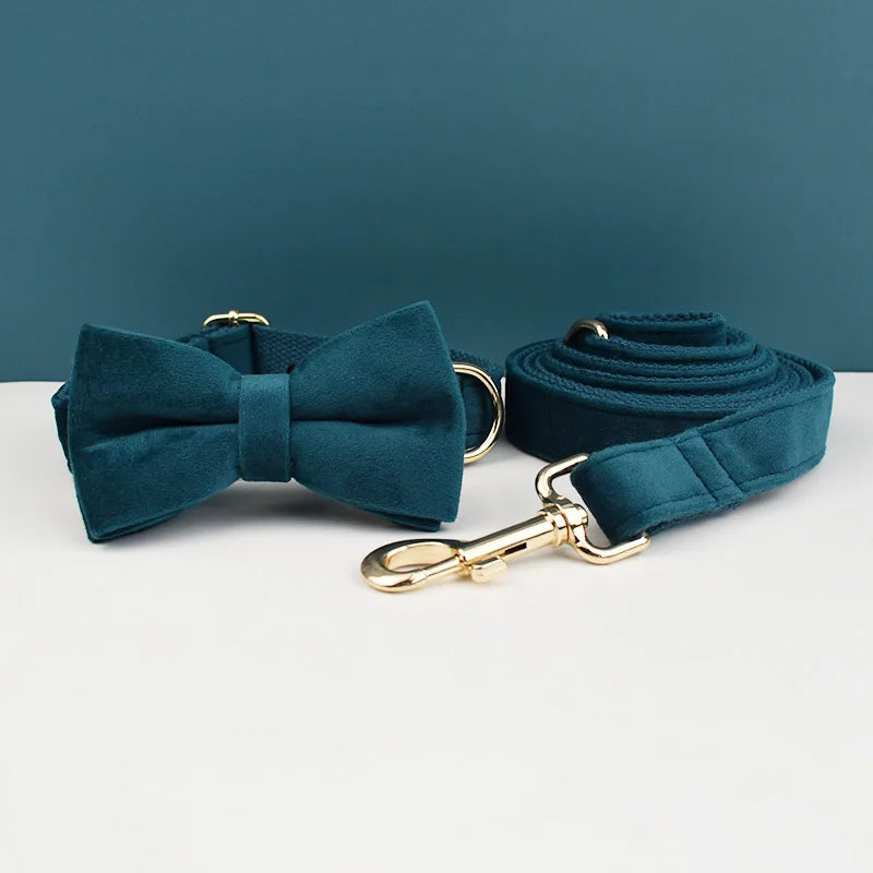 Velvet Adjustable Dog Collar Leash, Gold Dog Collar and Leash Set, Dog Collar Leash and Harness Set Strong Large Dog