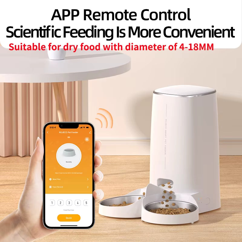 Smart Automatic Cat Feeder with Remote Control and Wi-Fi Connectivity for Cats and Dogs