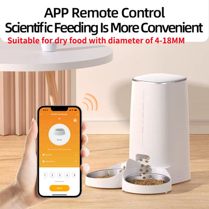 Smart Automatic Cat Feeder with Remote Control and Wi-Fi Connectivity for Cats and Dogs
