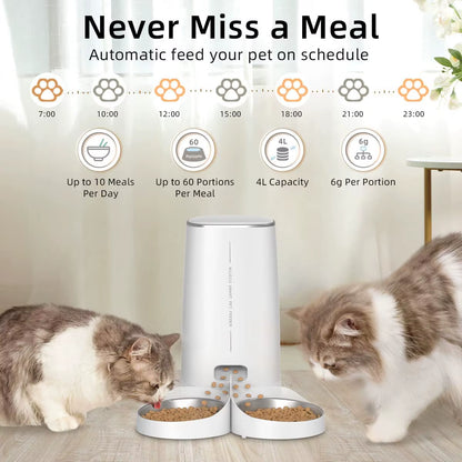 Smart Automatic Cat Feeder with Remote Control and Wi-Fi Connectivity for Cats and Dogs