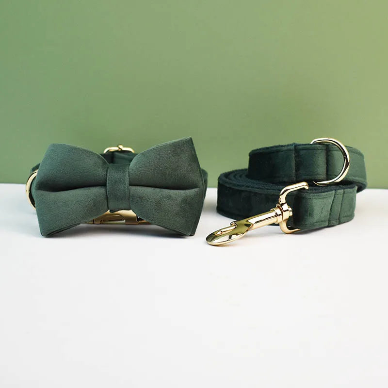 Velvet Adjustable Dog Collar Leash, Gold Dog Collar and Leash Set, Dog Collar Leash and Harness Set Strong Large Dog